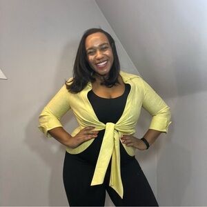 Vintage Butter Yellow Linen Cropped Blazer | Pastel Coastal Chic Retro Jacket